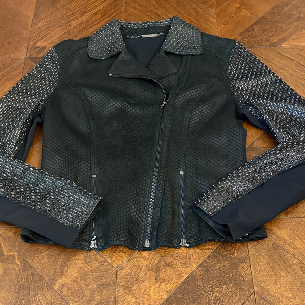 Ellie Tahari Black Motorcycle Jacket